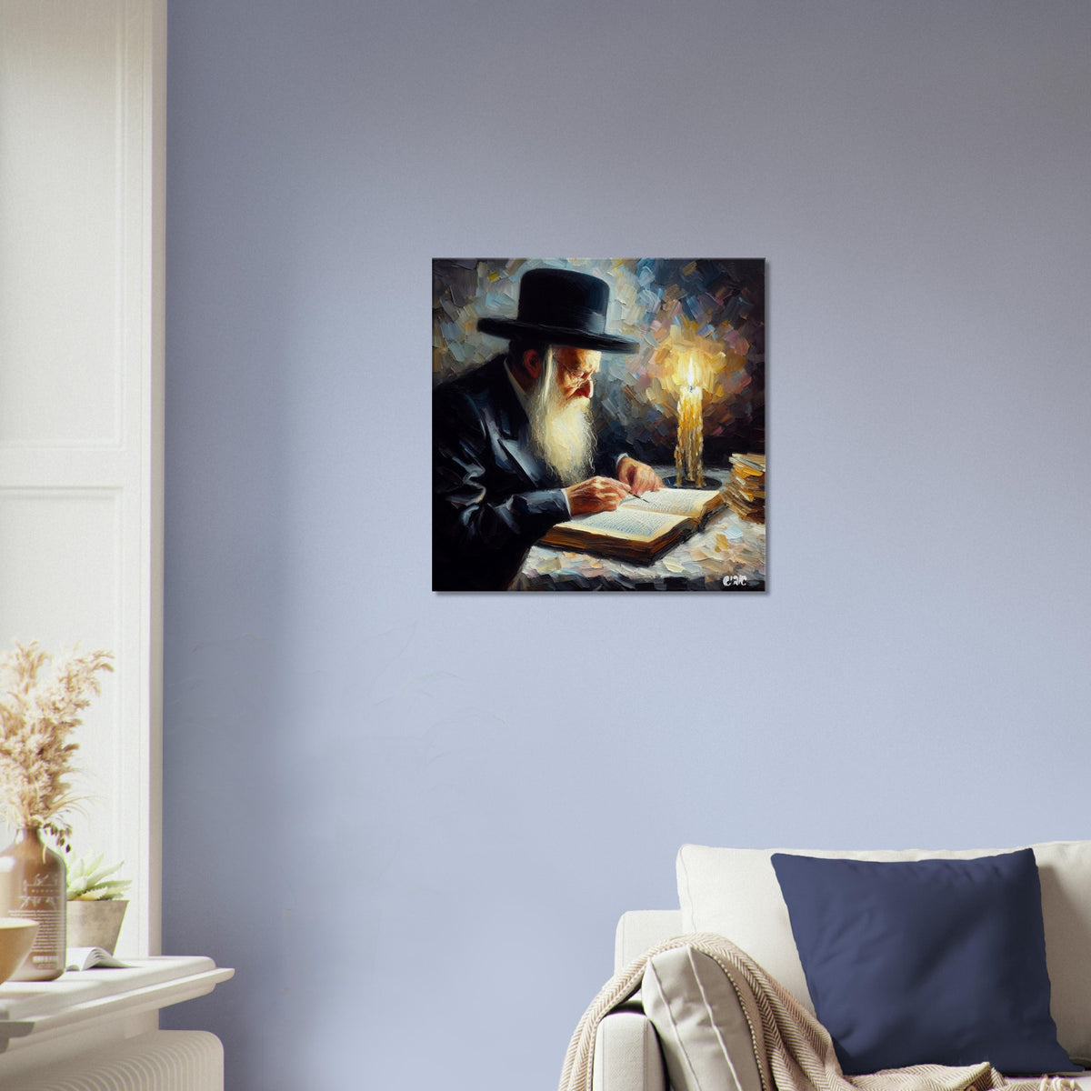 Torah Ohr canvas print - rabbi learning painting by Abish, view 2