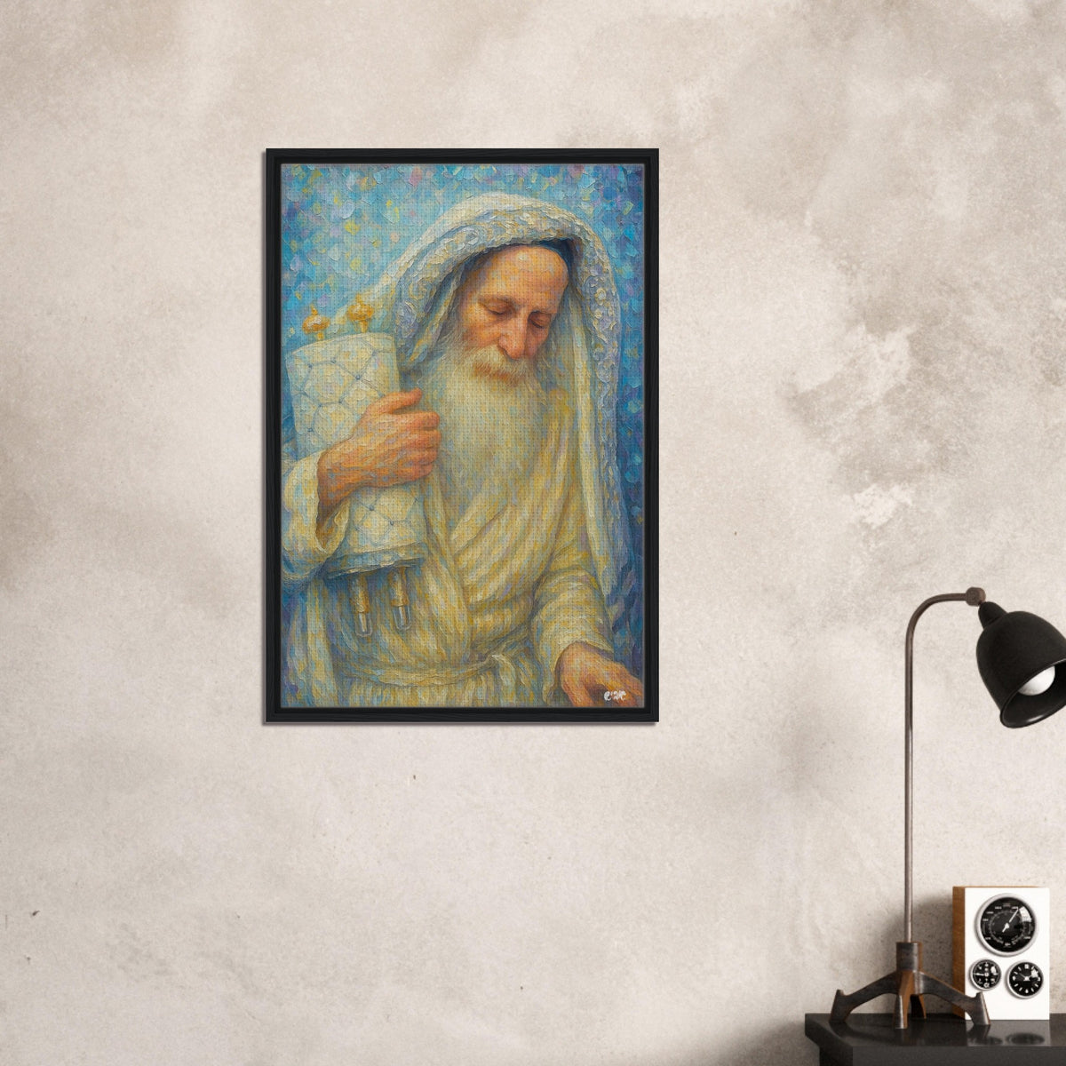 Rav Itche Meir Morgenstern framed canvas print - gedolim rabbi portrait by Abish, view 4