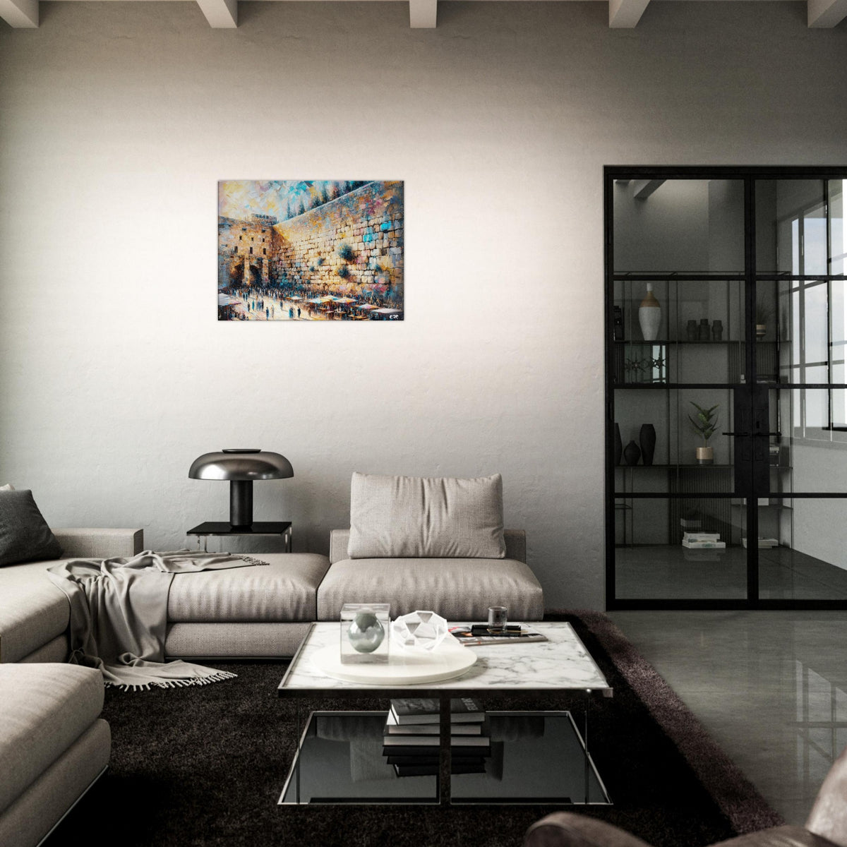 Kotel canvas print - western wall jerusalem painting by Abish, view 9