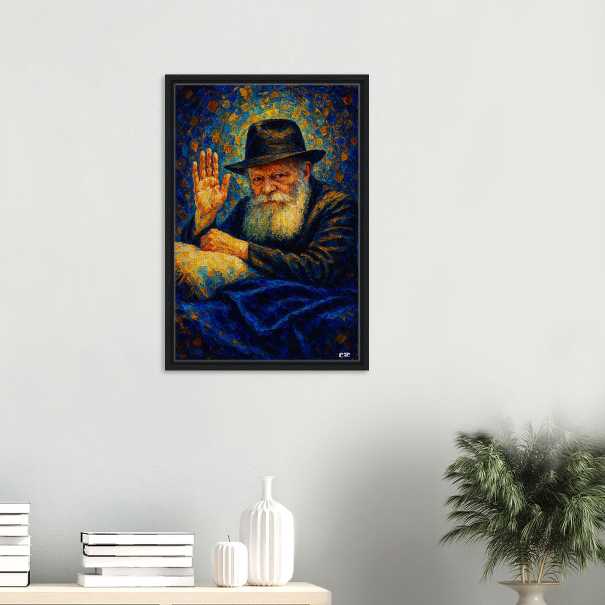 Lubavitcher Rebbe framed canvas print - chabad rabbi portrait by Abish, view 3