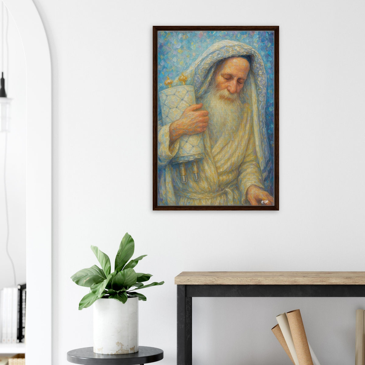 Rav Itche Meir Morgenstern framed canvas print - gedolim rabbi portrait by Abish, view 2