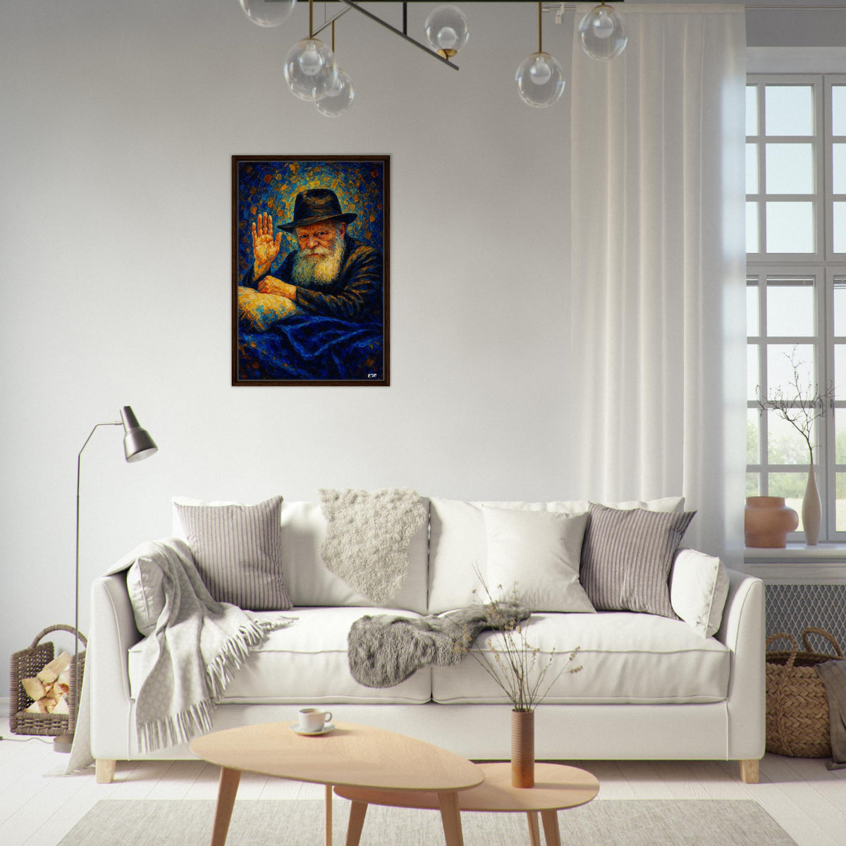 Lubavitcher Rebbe framed canvas print - chabad rabbi portrait by Abish, view 2