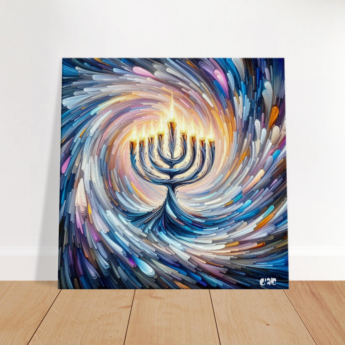 8 Nights - chanukah menorah painting, canvas print by Abish