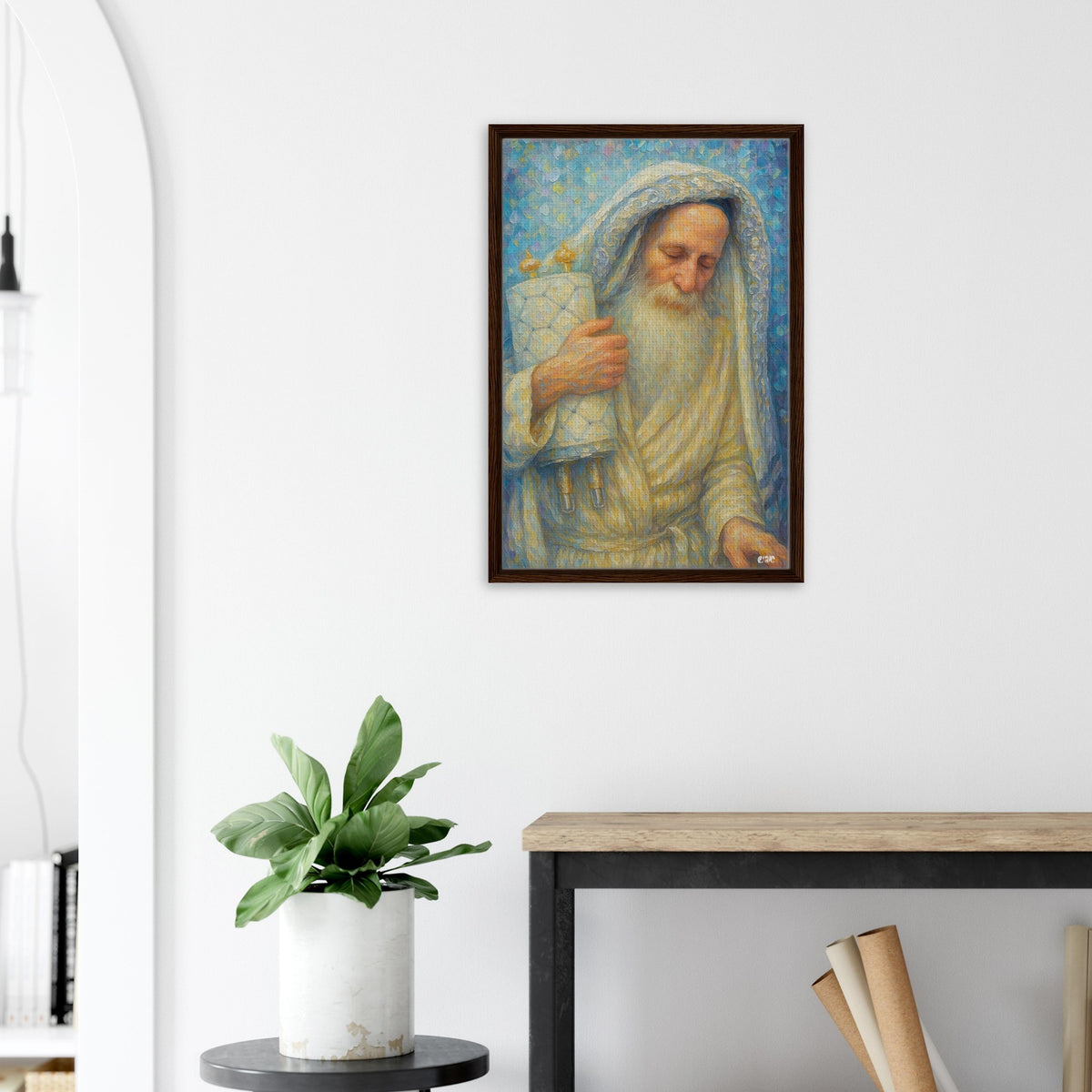 Rav Itche Meir Morgenstern framed canvas print - gedolim rabbi portrait by Abish, view 3