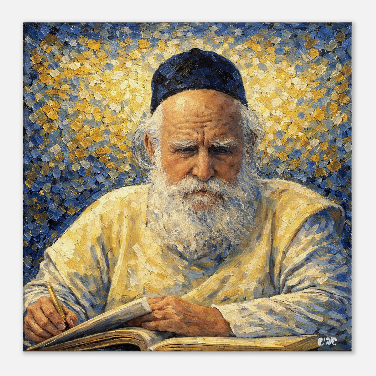 Rav Moshe Feinstein canvas print - gedolim rabbi portrait by Abish, view 3