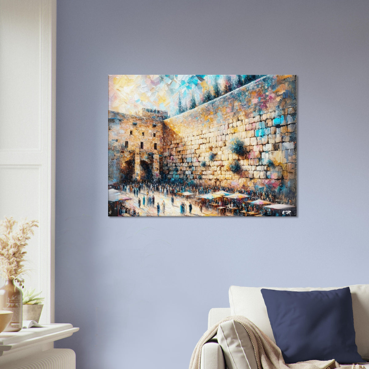Kotel canvas print - western wall jerusalem painting by Abish, view 3