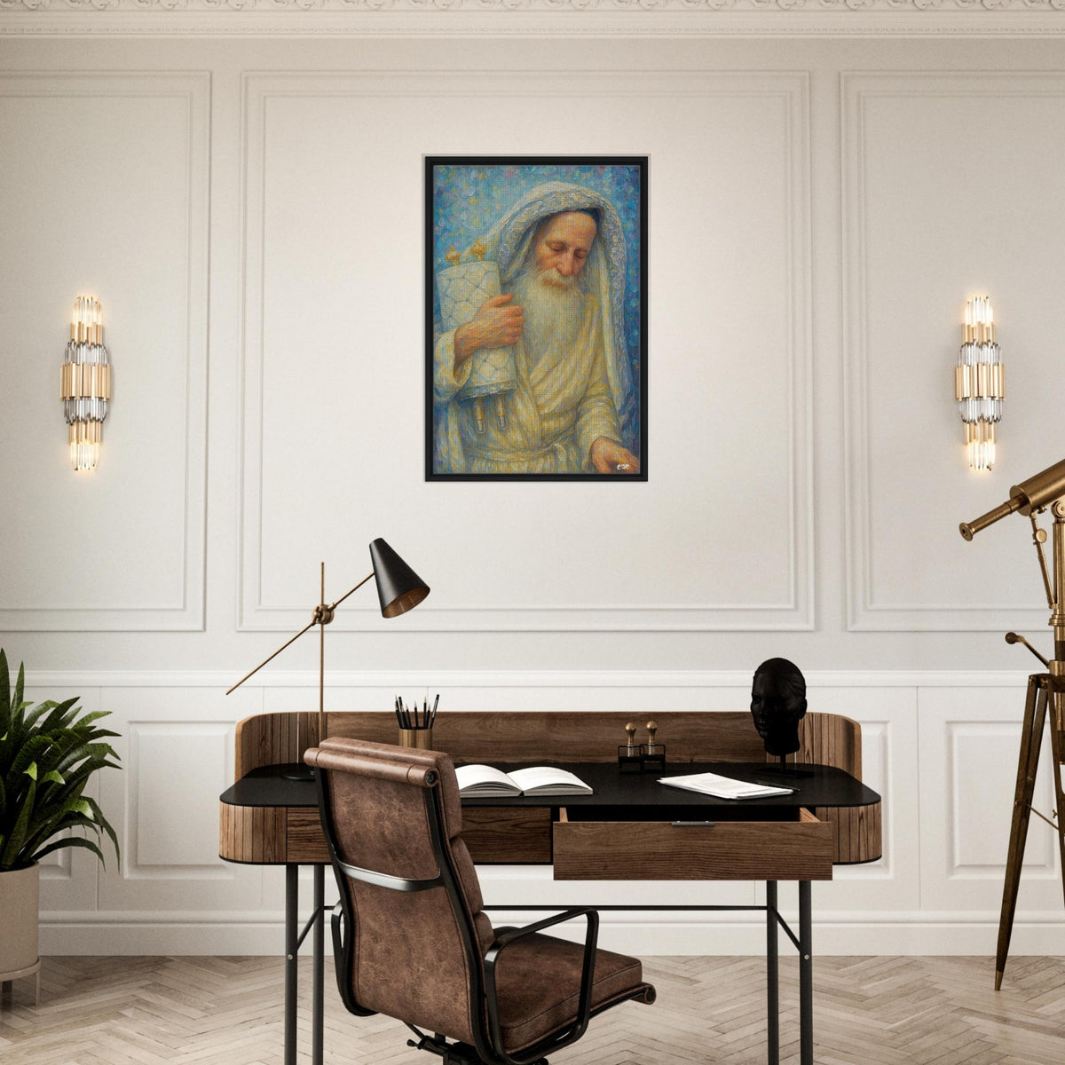 Rav Itche Meir Morgenstern - gedolim rabbi portrait, framed canvas print by Abish
